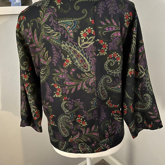 Jessica Simpson Women’s blouse dark green paisley button down 3/4 sleeves Size M - Picture 2 of 6